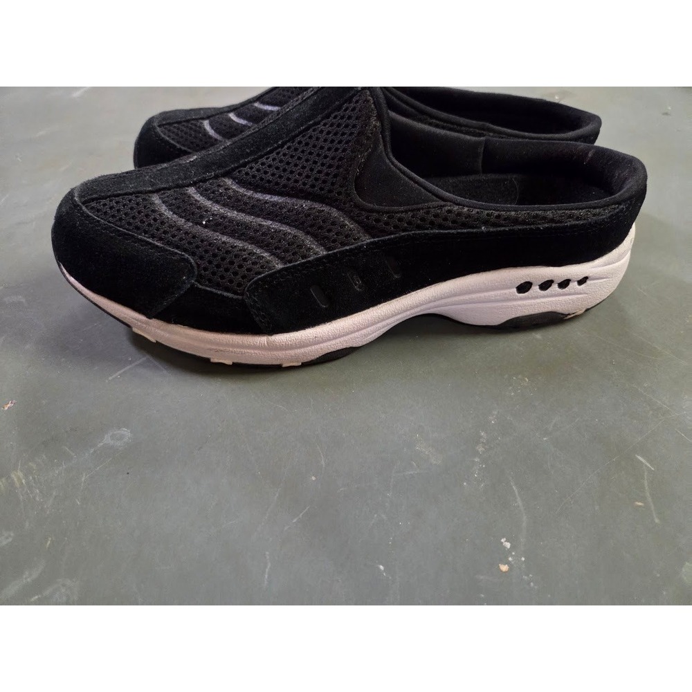 Easy Spirit Womens Traveltime Mules Black Suede Mesh Slip On Clogs Size 6.5M